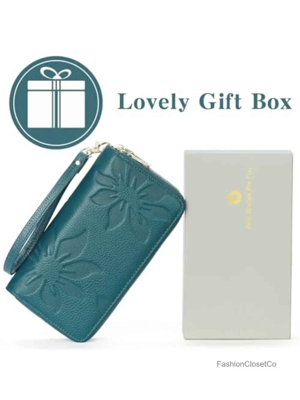 Large Capacity Double Zip Wristlet Leather RFID Blocking Wallet